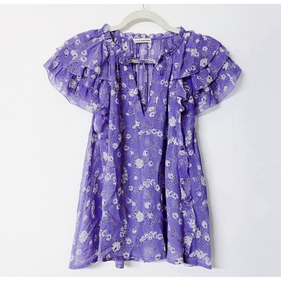 Ulla Johnson Tops - Ulla Johnson 100% Silk Ruffle Sleeve Peasant Blouse Top Floral Size 2
